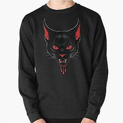 Vampire Cat with Red Eyes - Gothic Behemoth Design Pullover Sweatshirt