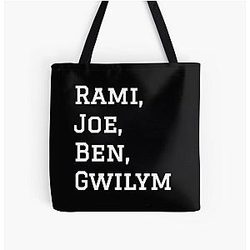 Rami Malek, Joe Mazzello, Ben Hardy, Gwilym Lee, Bohemian Rhapsody, Queen, Names All Over Print Tote Bag