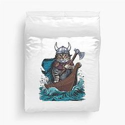 Viking Berserk Cat Duvet Cover