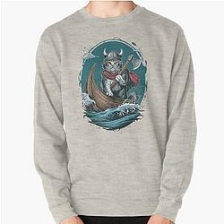 Viking Berserk Cat Pullover Sweatshirt