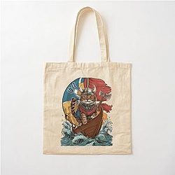Viking Berserk Cat Cotton Tote Bag