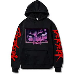 Berserk Hoodies - Harajuku Guts Eyes Graphic Hoodie - Black Berserk Hoodies