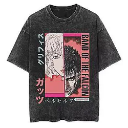 Anime Graphic Acid-Wash PTTT610  Berserk T-Shirts