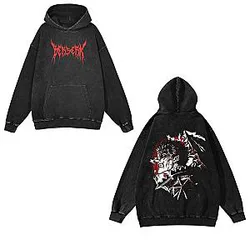 Guts Anime Manga Graphic PTTT610 Washed  Berserk Hoodies