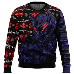 Berserk Dark Armor Guts Ugly Christmas Sweater, Black Swordsman Anime Sweatshirt NTT0910 Berserk Sweatshirts