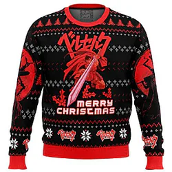 Berserk Guts Red Black Merry Christmas Ugly Sweater, Anime Holiday Sweatshirt NTT0910 Berserk Sweatshirts