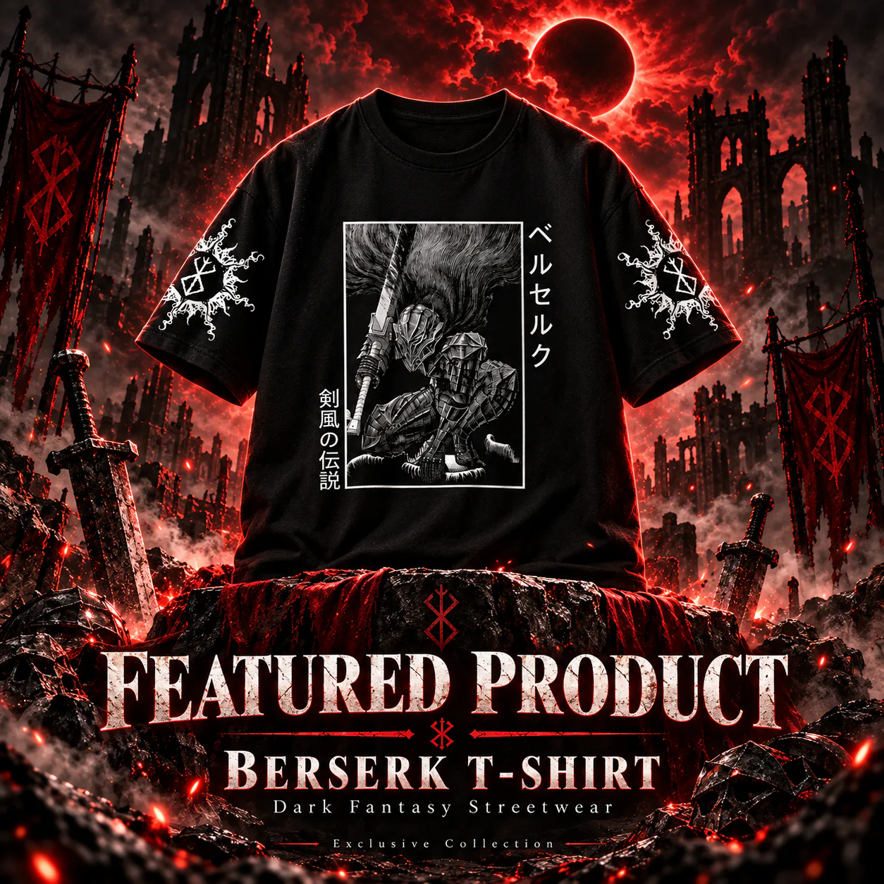 Berserk T-Shirts - Berserk Guts Japanese Manga White T-shirt Berserk T-Shirts