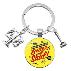 Better Call Saul Keychain - Fashion Judge Better Call Saul Glass Cabochon Heart-Shaped Keychain