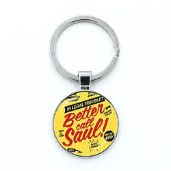 Better Call Saul Keychain - Better Call Saul TV Show Keychain Glass Dome Cabochon Key Chain Ring