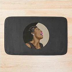 Billie Holiday Lady Day Portrait on Black and Beige Bath Mat