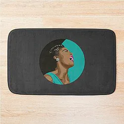 Billie Holiday Lady Day Portrait on Black and Teal Bath Mat