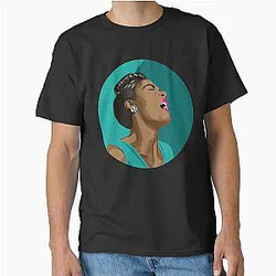 Billie Holiday Lady Day Portrait on Teal Classic T-Shirt