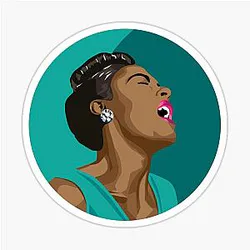 Billie Holiday Portrait on Teal Sticker