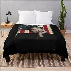 Vintage American Flag Billie Holiday Legend Throw Blanket