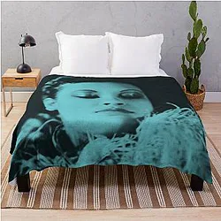 Billie Holiday Turquoise Throw Blanket