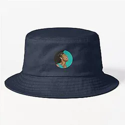 Billie Holiday Lady Day Portrait - on Black Teal Bucket Hat