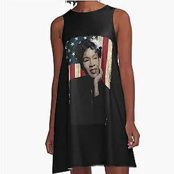 Vintage American Flag Billie Holiday A-Line Dress