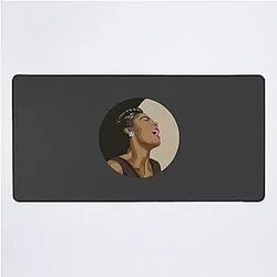 Billie Holiday Lady Day Portrait on Black and Beige Desk Mat