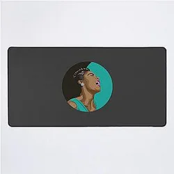 Billie Holiday Lady Day Portrait on Black and Teal Desk Mat