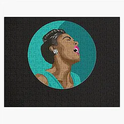 Billie Holiday Lady Day Portrait on Teal Classic T-Shirt Jigsaw Puzzle