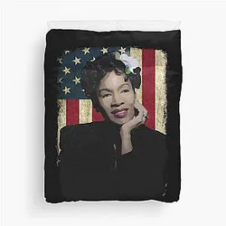 Vintage American Flag Billie Holiday Duvet Cover