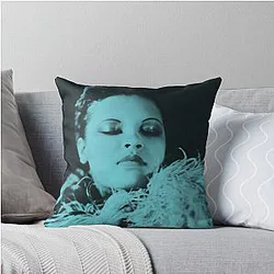 Billie Holiday Turquoise Throw Pillow