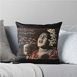 Lady Day: Billie Holiday Jazz Blues Singer Legend Throw Pillow