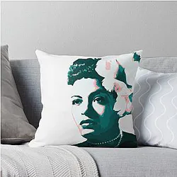Billie Holiday Vintage Jazz Portrait Throw Pillow