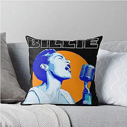 Billie Holiday Electric Bloom Fan Art Throw Pillow