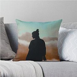 Black Awesome Silhouette Billie Throw Pillow RB1210