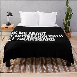 Ask About my Obsession with Bill Skarsgard Throw Blanket