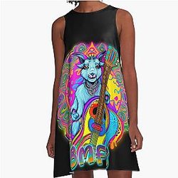 BMFS Psychedelic Goat with guitar - Billy strings Love A-Line Dress