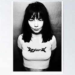 90s Black White Bjork Poster