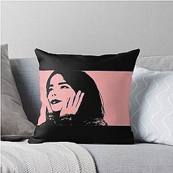 Bjork Pink and Black Stencil Throw Pillow