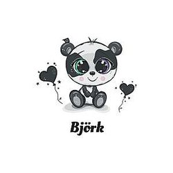 Panda cute Björk name personalised sweet animal Lovely panda design with different messages and heart balloons