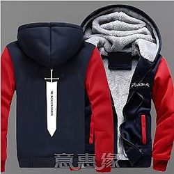 Black Clover Jacket: Black Jacket with Red Sleeve Sword Black Clover