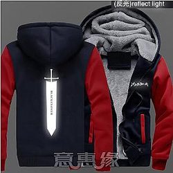 Black Clover Jacket: Navy Blue Reflect Light Black Clover Sword Jacket