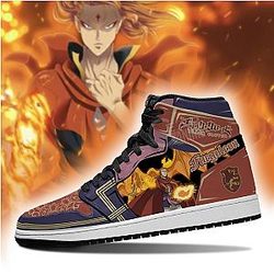 Black Clover Shoes:   Fuegoleon Vermillion High Top Jordan Sneaker