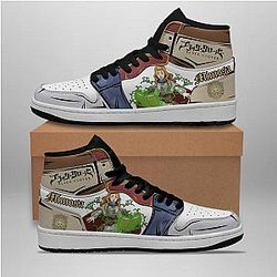 Black Clover Shoes: Golden Dawn Mimosa Vermillion Jordan Sneakers