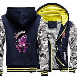 Black Clover Jacket: Navy Blue Yellow Zipper Asta Thick Winter Jacket