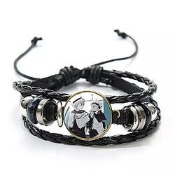 Black Clover Accessories:  Classic Asta Yuno Leather Bracelet