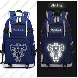 Black Clover Backpack: Reflect Light Black Bull Logo Navy Blue Backpack