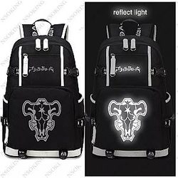 Black Clover Backpack: Reflect Light Black Bull Logo Black Clover Backpack