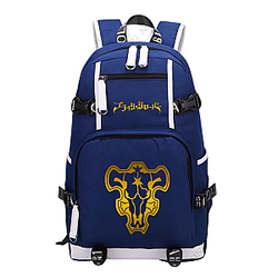 Black Clover Backpack: Colored Black Bull Logo, Navy Blue Backpack