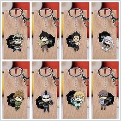10 pcs/lot Anime Black Clover Acrylic Keychain Toy Figure Asta Bag Pendant Double sided Key Ring Gifts