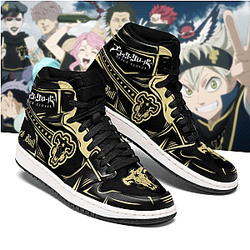 Black Clover Shoes: Black Black Bull Logo High Top Jordan Sneaker