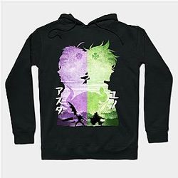 Black Clover Hoodie - Minimalist Silhouette Asta and Yuno Hoodie