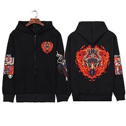 Black Clover Hoodie - Fire Devil Print Zipper Hoodies