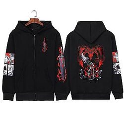 Black Clover Hoodie - Sword Heart Print Zipper Hoodies