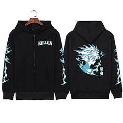 Black Clover Hoodie - Blue Killua Print Zipper Hoodies